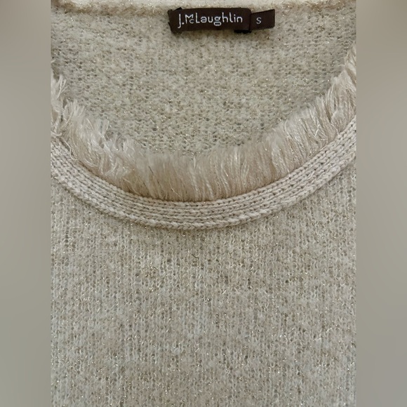 J McLaughlin Fringe Metallic Crew Neck Alpaca Wool Blend Sweater - Picture 4 of 5
